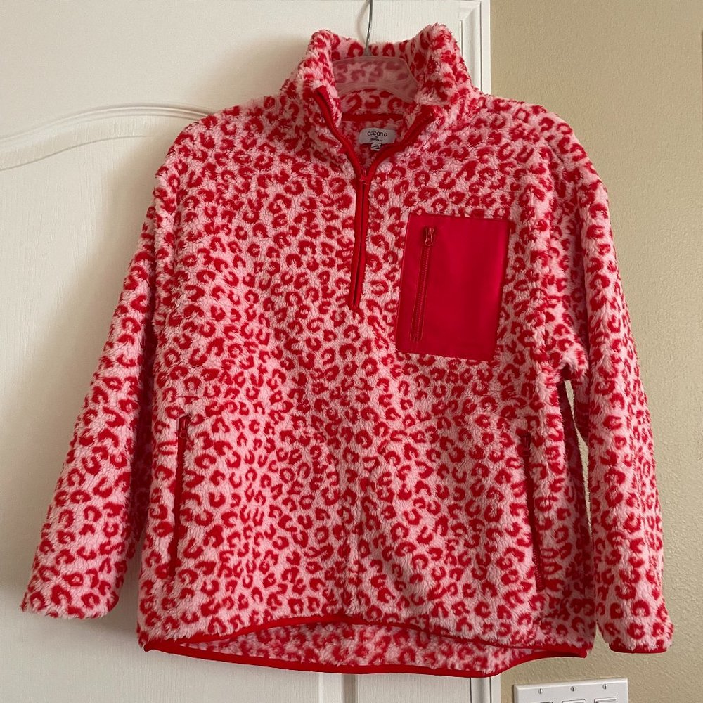 So Soft Quarter Zip Woobie Pullover Pink Animal XS
